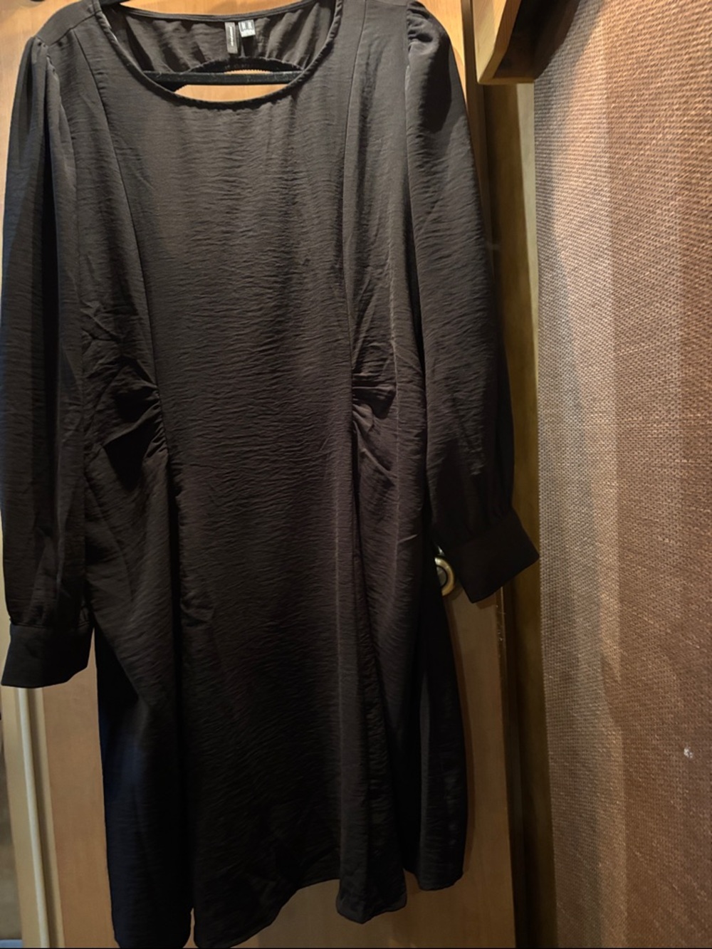 Vero Moda Black Long Sleeve Shift Dress with Gathered Waist